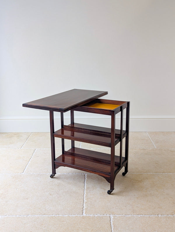 Antique Mahogany Folding Card Table with Bookshelf Base c.1920