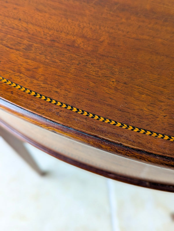 Antique George III Inlaid Mahogany Demi-Lune Fold-Over Tea Table c.1790