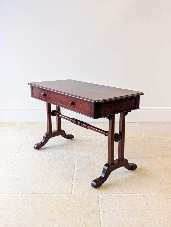 Antique Early Victorian Irish Mahogany Library Table by J. Kerr & Co c.1850