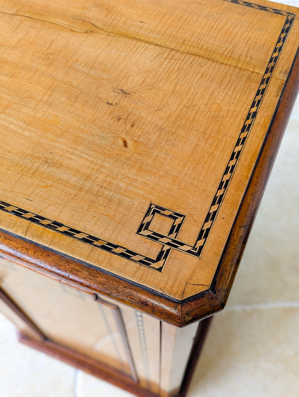 Antique Aesthetic Movement Satin Birch and Walnut Bedside Cabinet c.1890