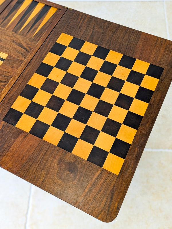 Antique Victorian Burr Walnut Work & Games Table c.1870