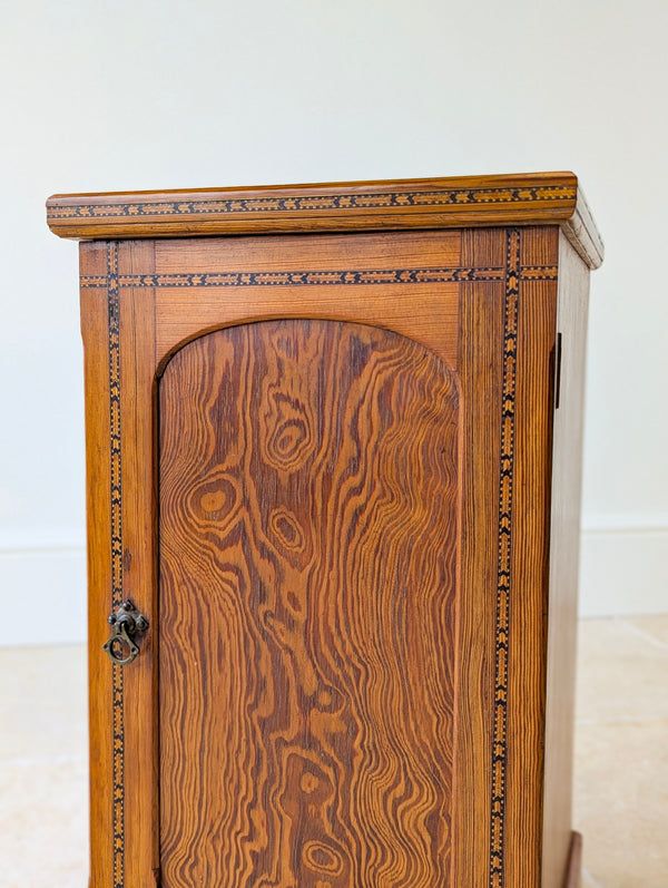 Antique Victorian Aesthetic Movement Pitch Pine Bedside Cabinet c.1890