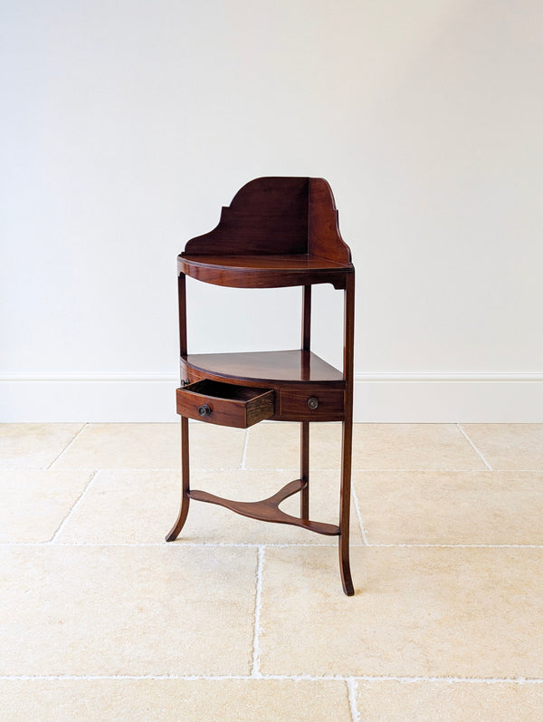 Antique Edwardian Sheraton Revival Mahogany Corner Table c.1900