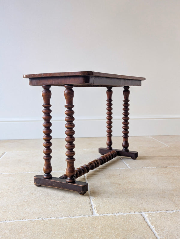 Antique Victorian Walnut Bobbin Chess / Games Table c.1880