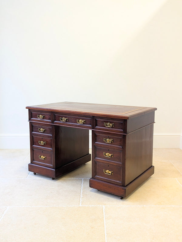 Antique Victorian Mahogany Pedestal Desk c.1890
