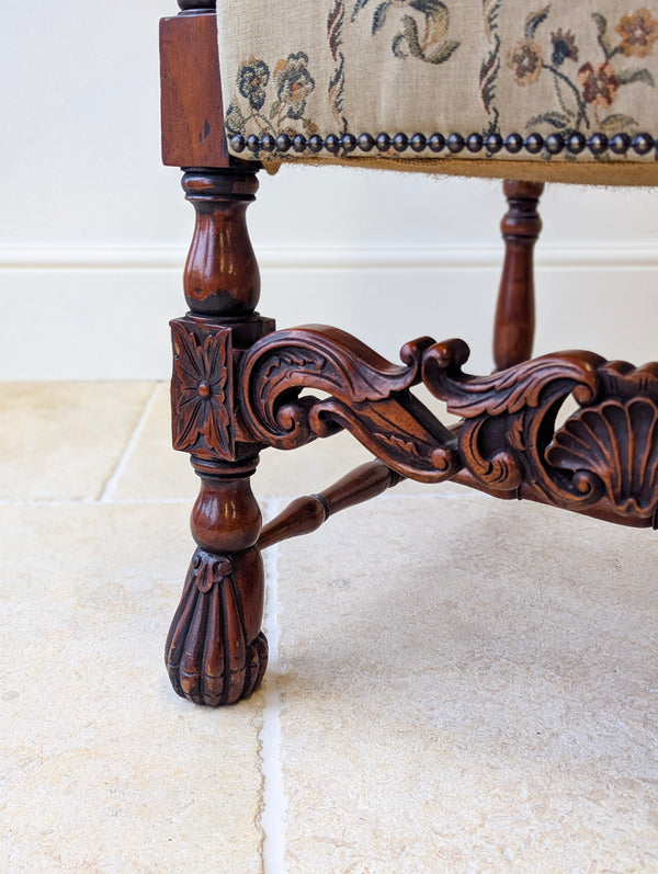 Pair of Antique Late Victorian Walnut Armchairs c.1890