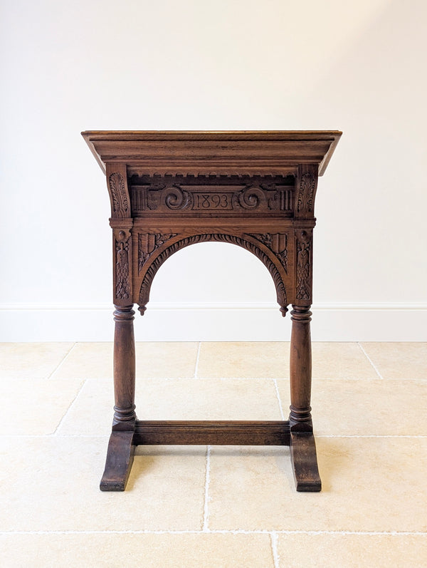 Antique Victorian Gothic Revival Oak Lectern c.1893