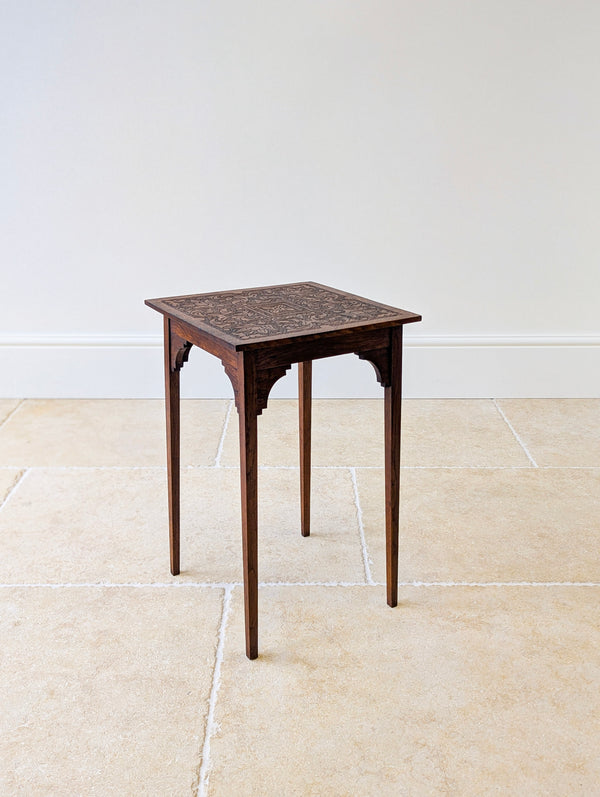 Antique Arts & Crafts Carved Oak Occasional Table c.1900