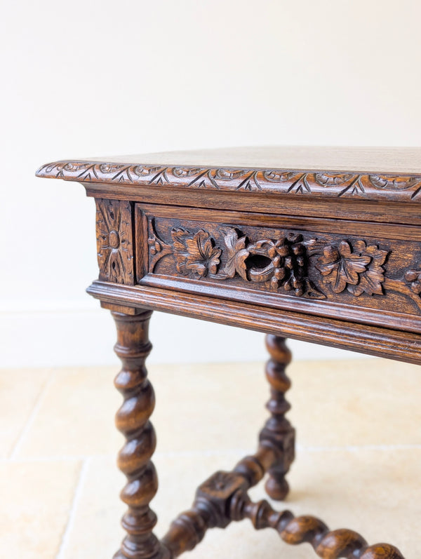 Antique Victorian Carved Oak Library Table c.1890