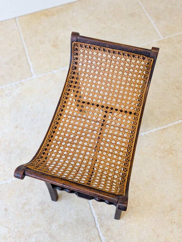 Antique Edwardian Oak Caned Dressing Table Stool c.1910