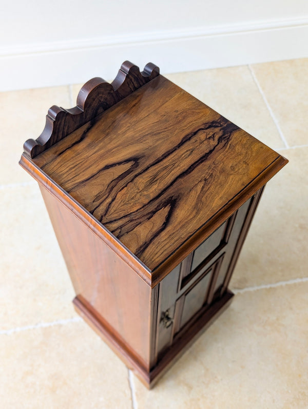 Antique Victorian Mahogany & Exotic Hardwood Bedside Cupboard c.1890