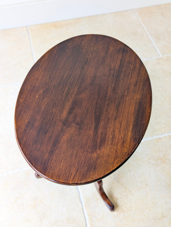 Antique Georgian Mahogany Oval Tilt-Top Tripod Wine Table c.1820