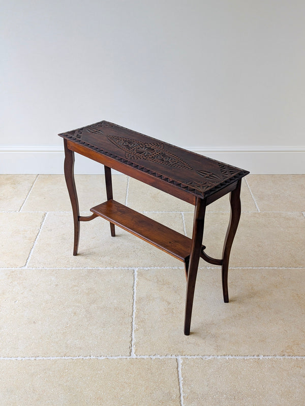 Antique Carved Oak Side Table c.1900