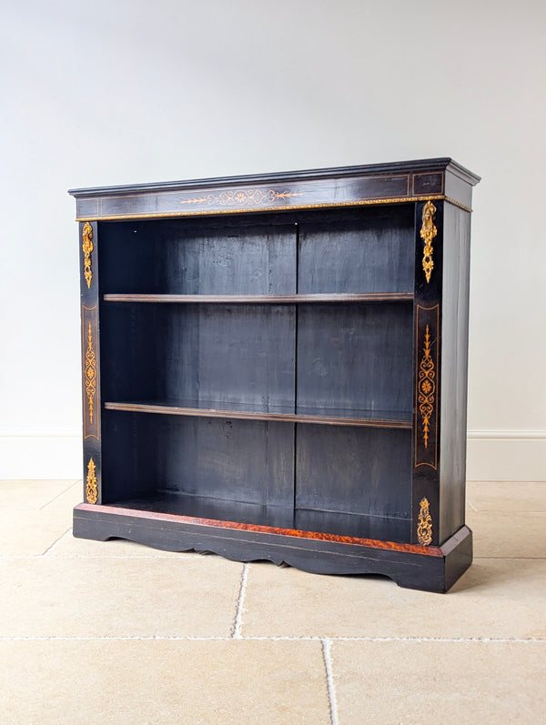Antique Victorian Ebonised Open Bookcase c.1870