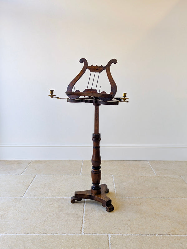 Antique William IV Mahogany Lyre-Form Music Stand c.1830