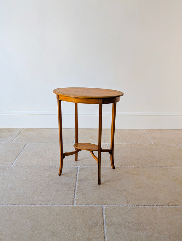 Antique Edwardian Satinwood Oval Occasional Table c.1900