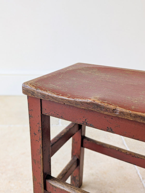 Antique Edwardian Painted Pine Country Stool c.1910