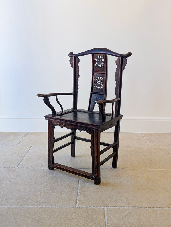 Antique Late Qing Dynasty Pair of Yoke-Back Armchairs c.1890