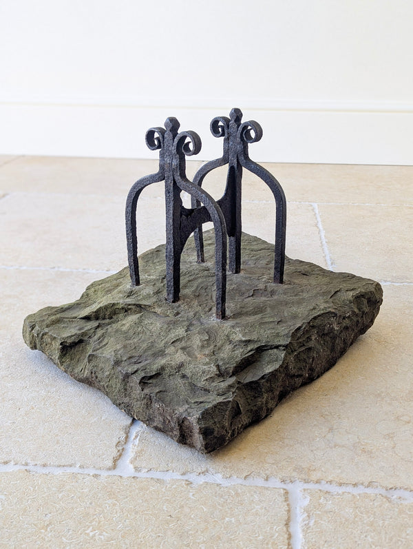 Antique Georgian Wrought Iron & Yorkstone Country House Boot Scraper c.1800