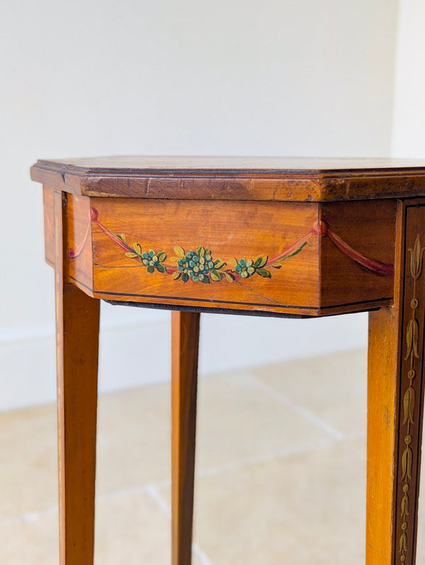 Antique Edwardian Satinwood Sheraton Revival Candle Stand c.1905