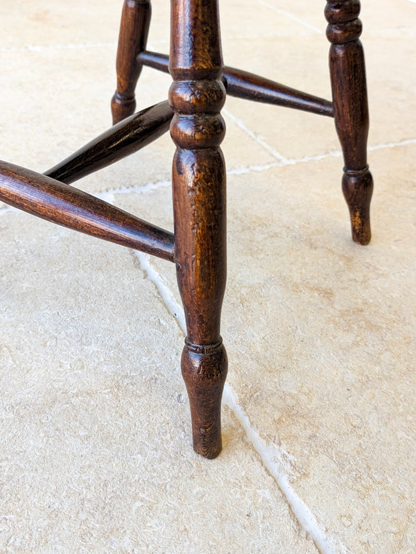 Antique Victorian Elm & Beech Country Stool c.1850