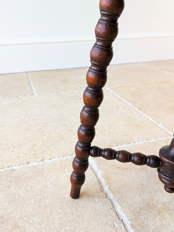 Antique Victorian Carved Oak Tripod Stool c.1890