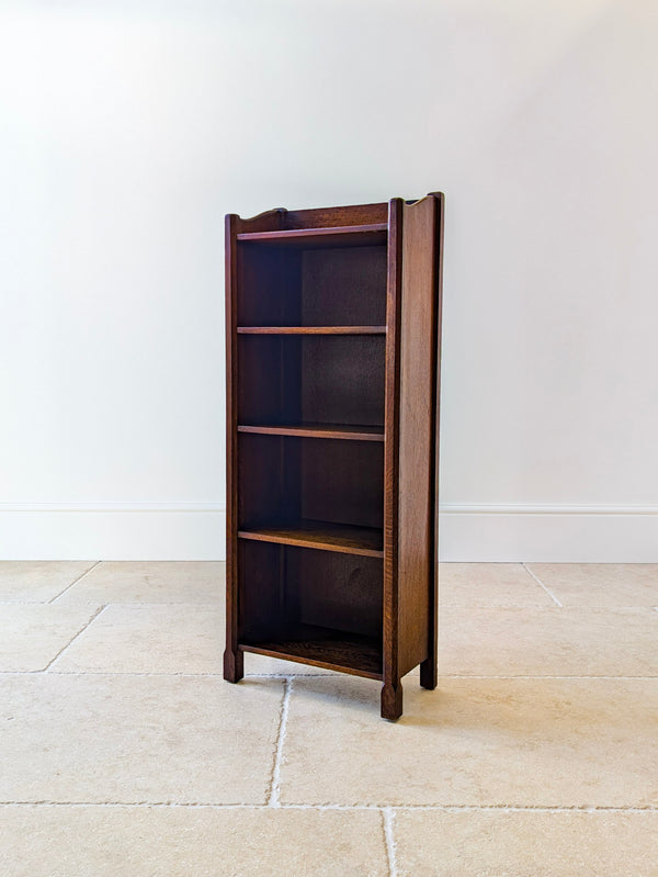 Antique Edwardian Arts & Crafts Oak Narrow Bookcase c.1910