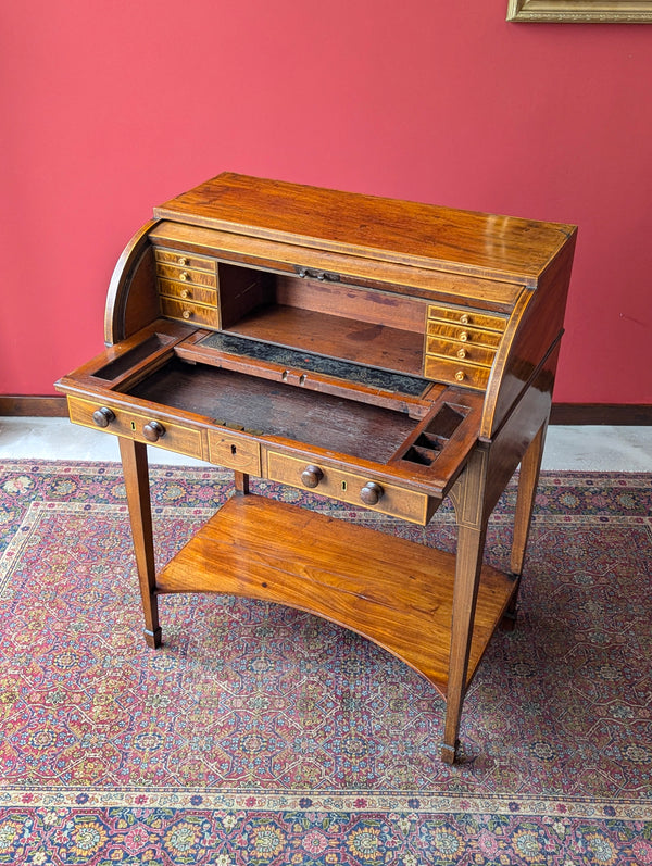 Antique Edwardian Mahogany Cylinder Writing Bureau Desk