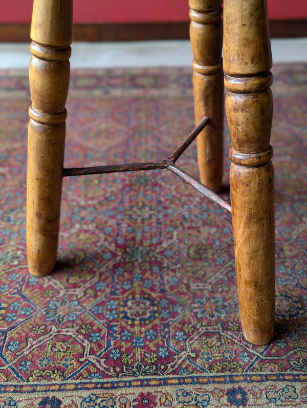 Antique Victorian Industrial Elm Stool