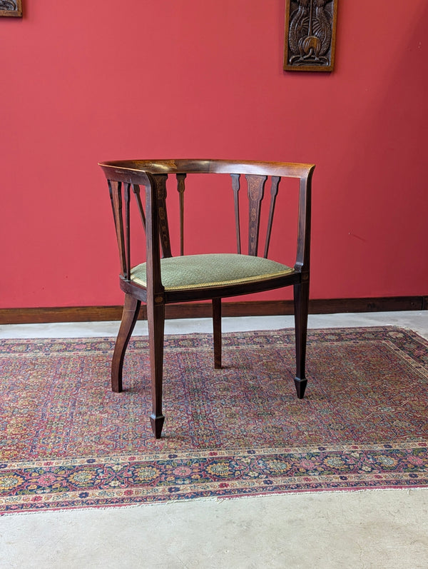 Antique Edwardian Inlaid Mahogany Desk Chair