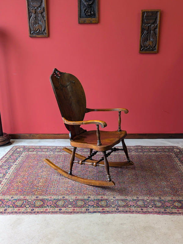 Antique Late 19th Century Biedermeier Birchwood Rocking Chair