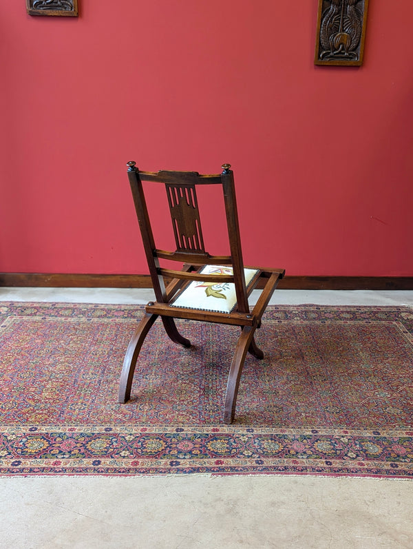 Antique Edwardian Inlaid Mahogany Folding Steamer / Campaign Chair