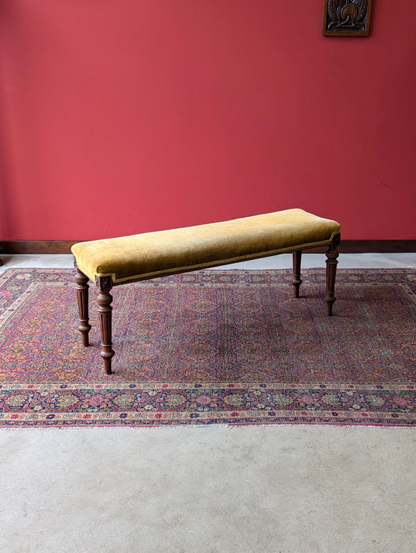 Antique Victorian Rosewood Upholstered Window Seat