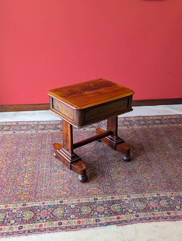 Antique Victorian Flame Mahogany Low Work Table