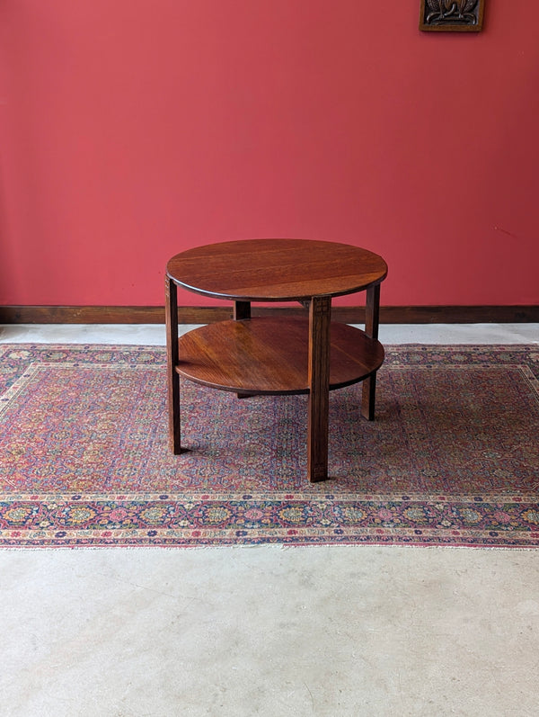 1930’s Art Deco Circular Two Tier Oak Coffee Table