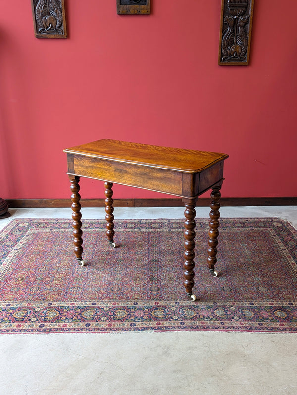 Antique 19th Century Beech Bobbin Side Table with Drawer