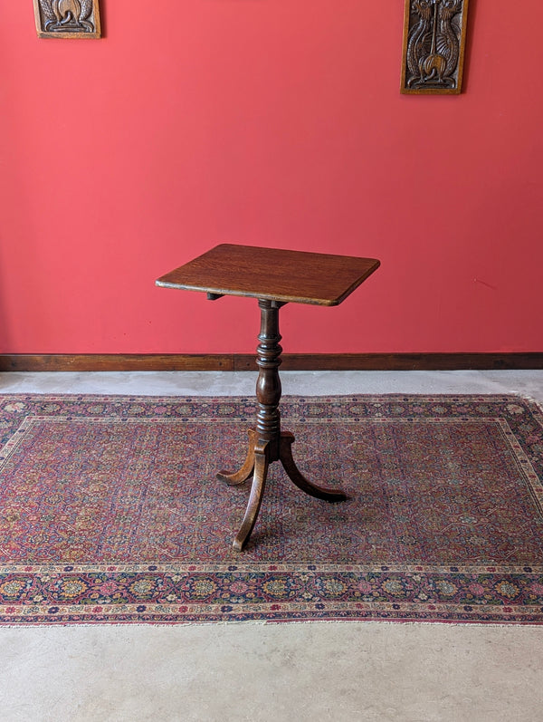 Antique 19th Century Oak Pedestal Tilt Top Wine Table