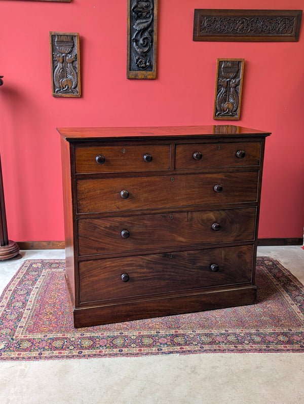 Antique Victorian Solid Mahogany Straight Front Chest of Drawers