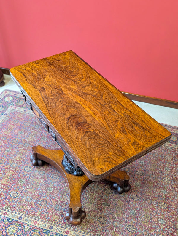 Antique Regency Rosewood Fold Over Tea Table