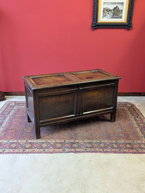 Antique 17th Century Panelled Oak Coffer