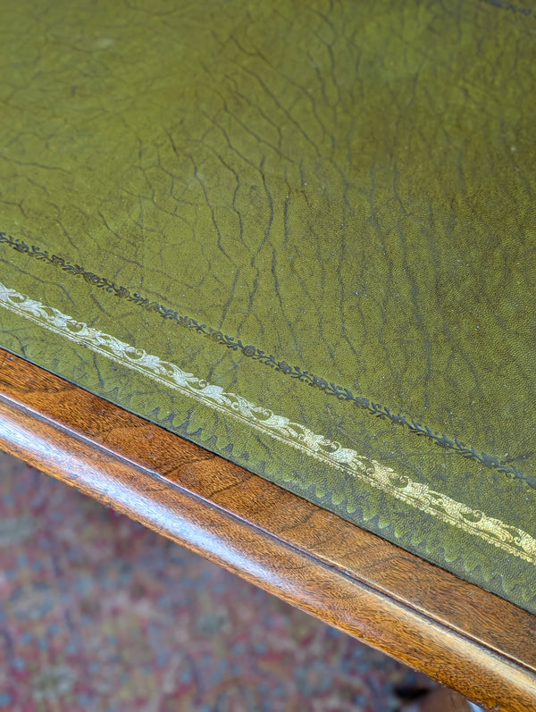 Antique 19th Century Walnut Leather Top Writing Table Desk