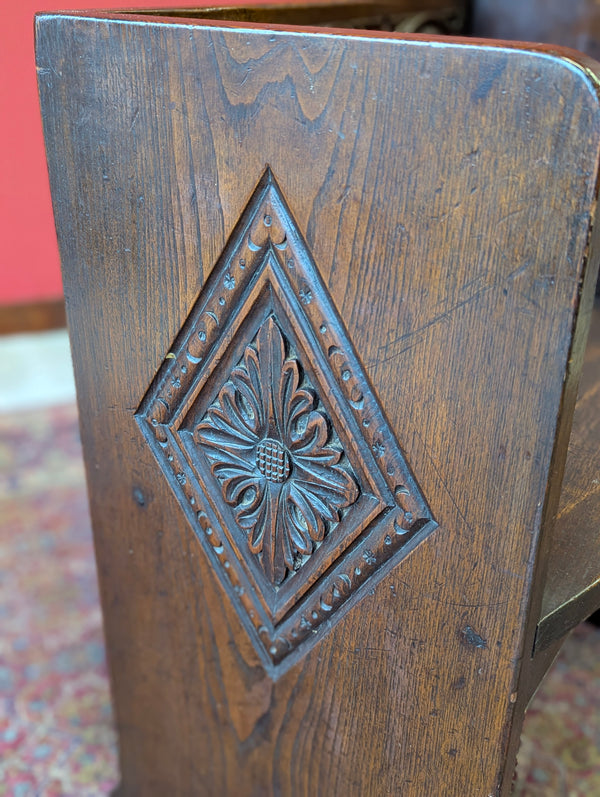 Antique Victorian Oak Prayer Bench / Small Hall Chair