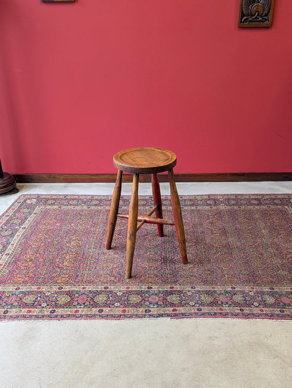 Antique Victorian Elm Dish Seat Stool