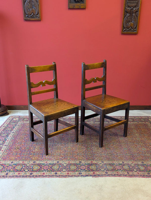 Pair of Antique Georgian Oak Side Chairs Circa 1780