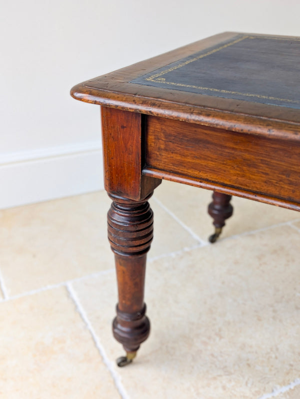 Antique Early Victorian Mahogany Library Table with Leather Top c.1850
