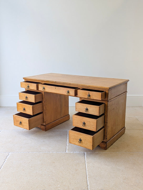 Antique Victorian Aesthetic Movement Solid Ash Pedestal Desk c.1880