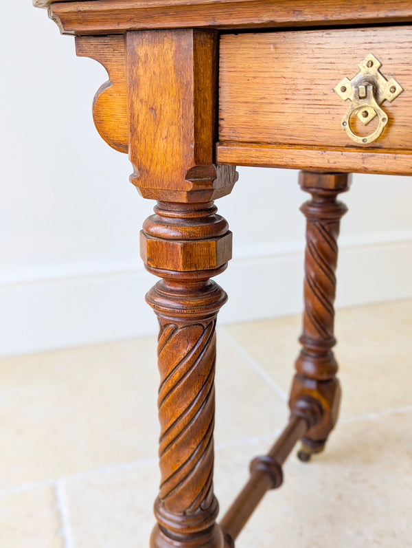 Antique Victorian Ash Writing Table by Hindley & Sons c.1880