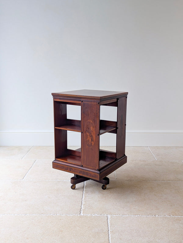 Antique Edwardian Inlaid Mahogany Revolving Bookcase c.1910