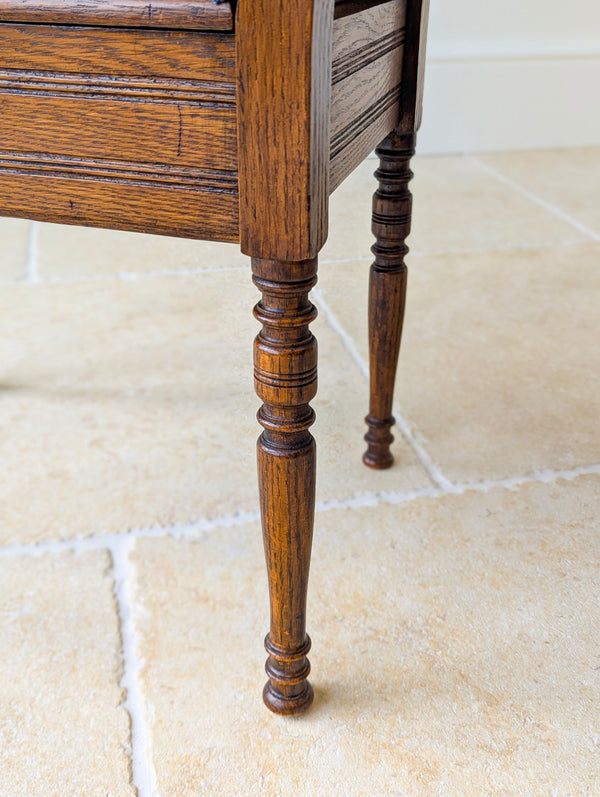 Antique Victorian Golden Oak Piano Stool with Storage c.1890