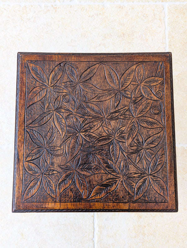 Antique Arts & Crafts Carved Oak Occasional Table c.1900